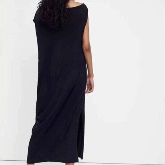 FP Beach Women M Black Cotton Pockets Side Slit Oversized Raquel Midi Dress - Picture 2 of 12